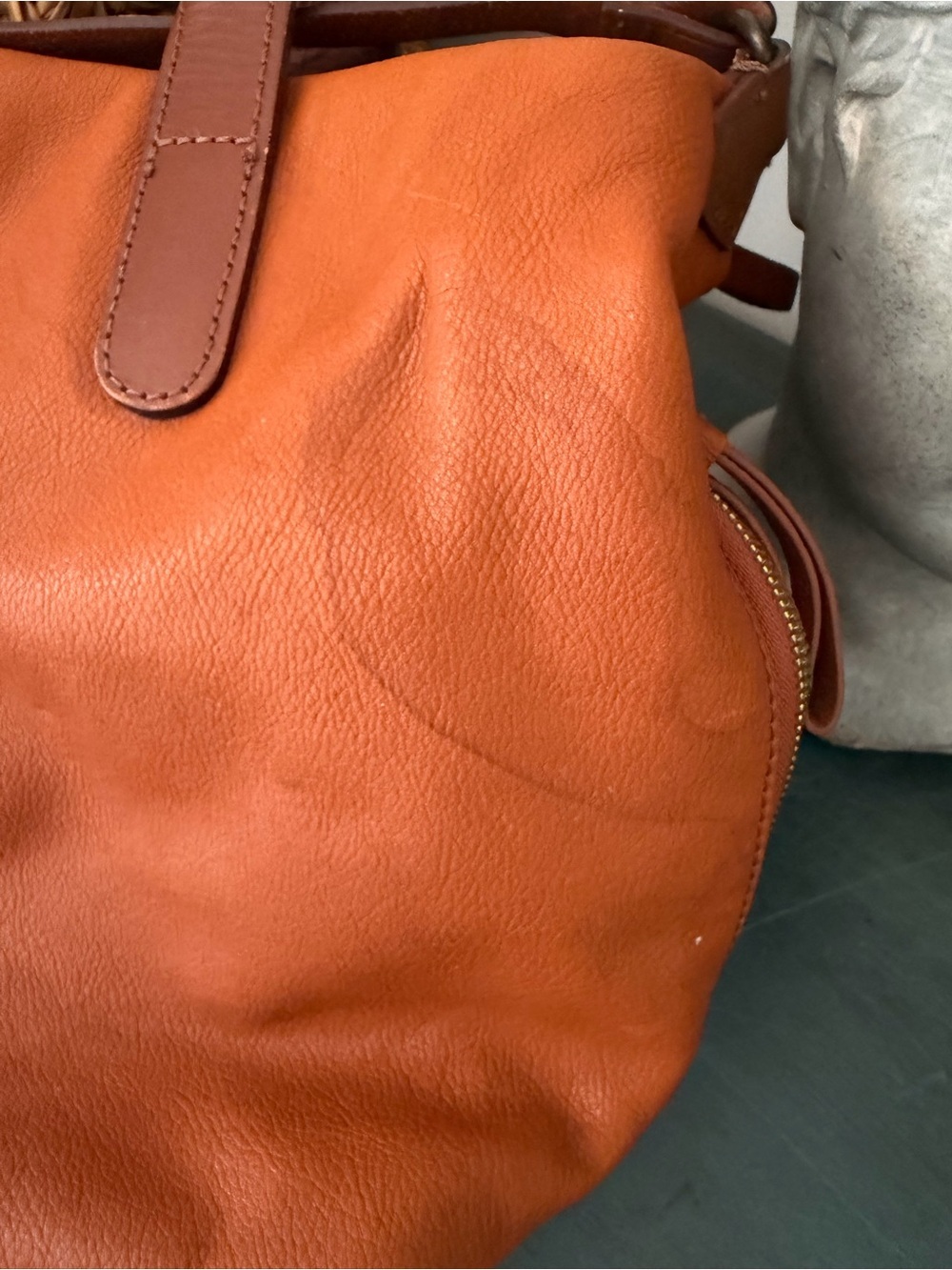 Mark & Graham Brooklyn Carryall cognac leather dual structured top handles - Picture 4 of 10